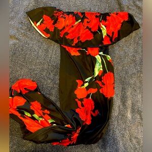Women’s Summer Floral Off Shoulder Body Con Maxi Dress